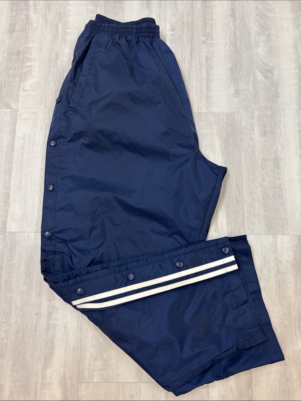 adidas Navy Joggers with Cream Side Stripes